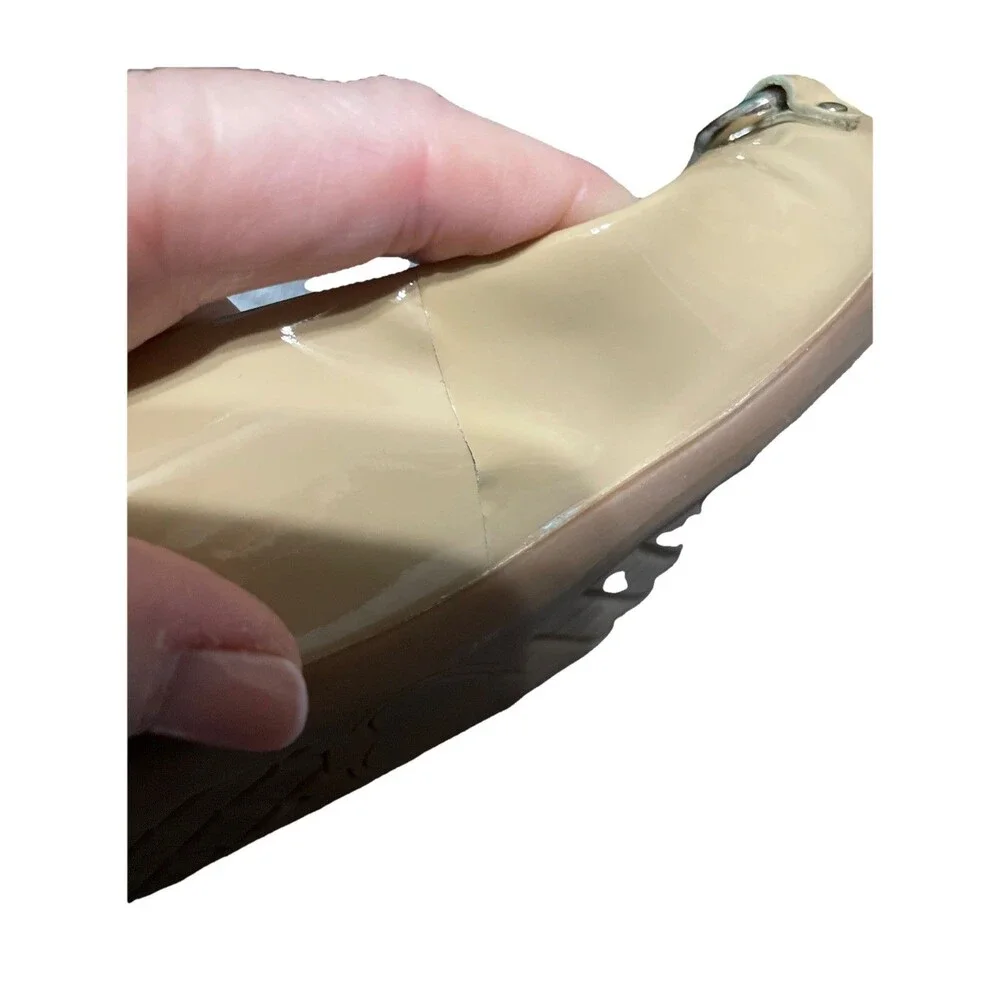 Kate Spade New York Pauly Nude Flats | Patent Leather Shoes Size 7.5M Tiny Flaw